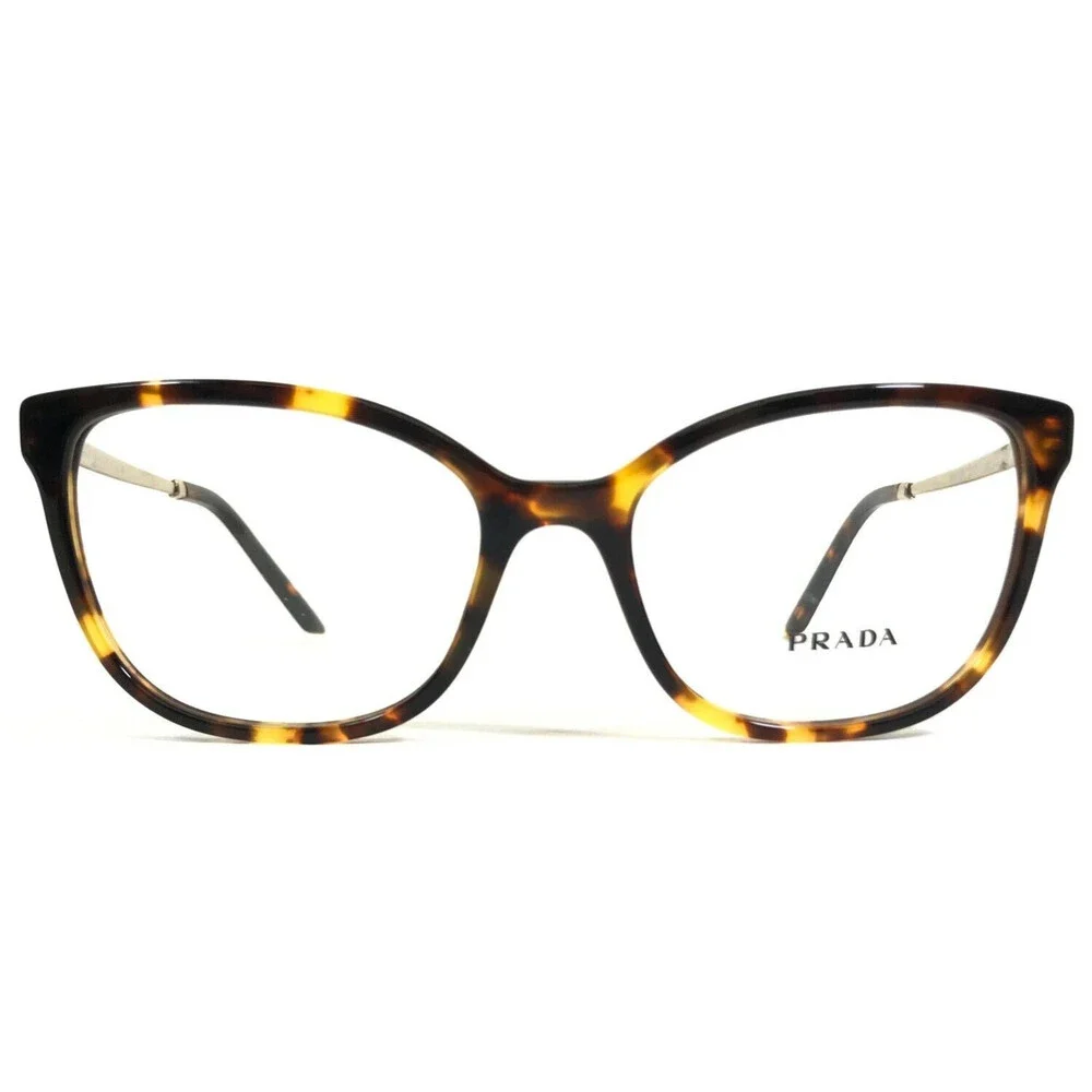 PRADA Eyeglasses Frames VPR 07W VAU-1O1 Brown Tortoise Gold Cat Eye 52-17-140
